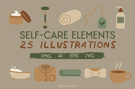 Self Care Elements, a Healthcare Illustration by alinawithart