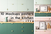10 Mockups posters in the kitchen, a Print Template by FilL239 (Thumbnail 1 of 11)