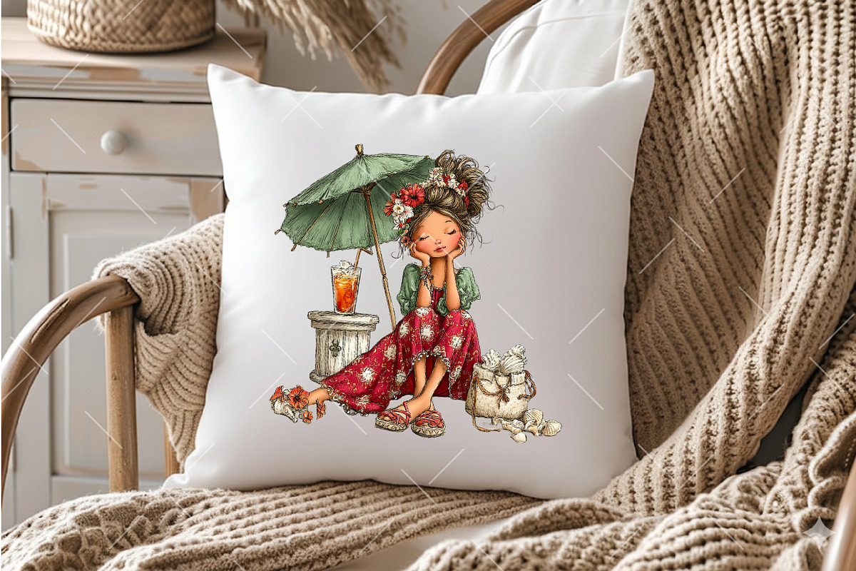 Summer Girl PNG Clipart Bundle, a Seasonal Illustration by OK Design