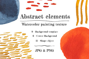 Abstract elements watercolor painted