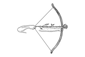 Bow With Rose Flower Arrow Sketch