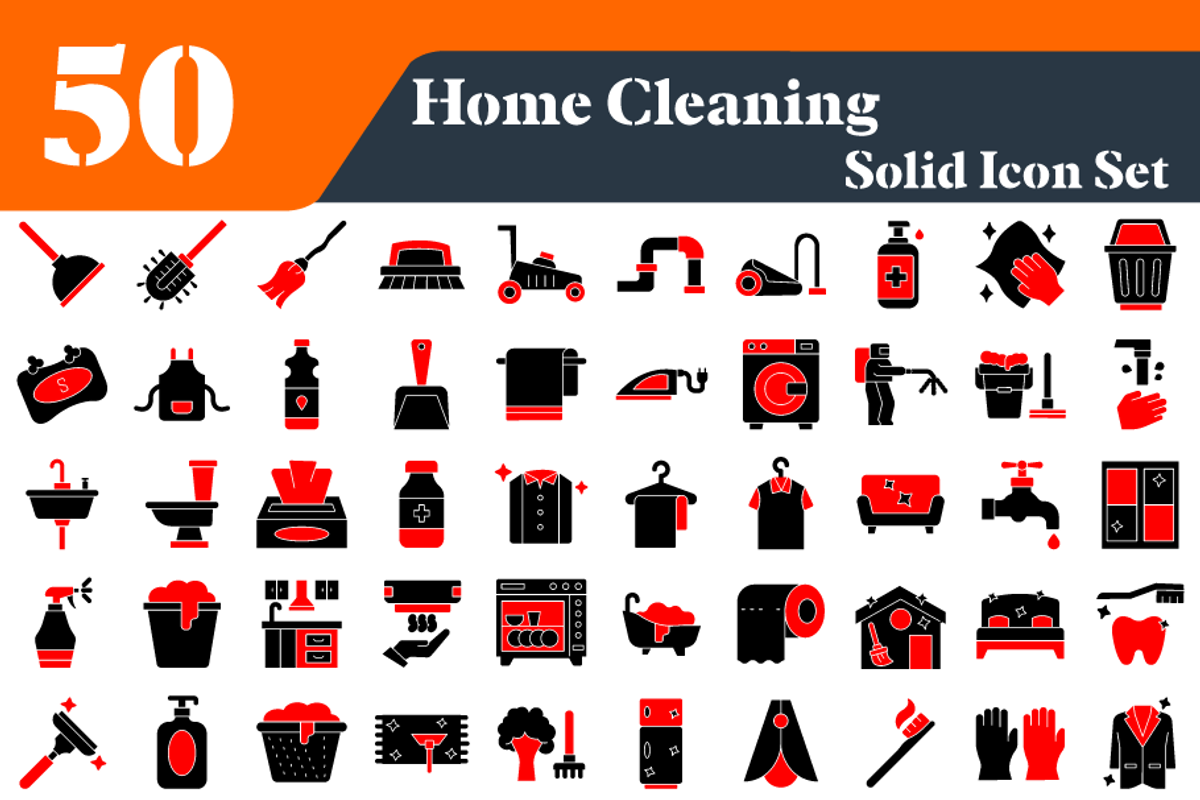Home Cleaning Solid Icons Bundle, a Solid Icon by EllaMaiyaali (Photo 2 of 2)