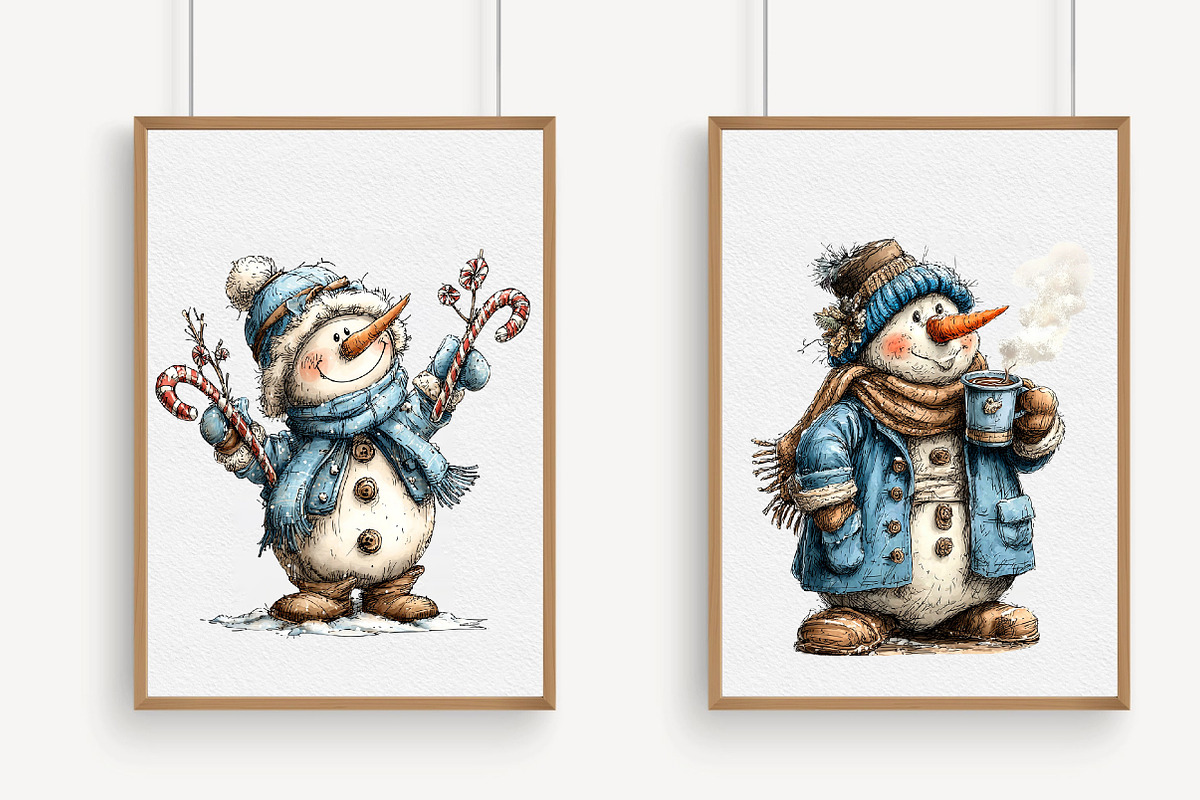 Funny Christmas Snowman Clipart, an Illustration by Libby Wishes (Photo 3 of 7)