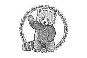 Cute Red Panda Waving Cartoon, an Animal Illustration by AlexArt