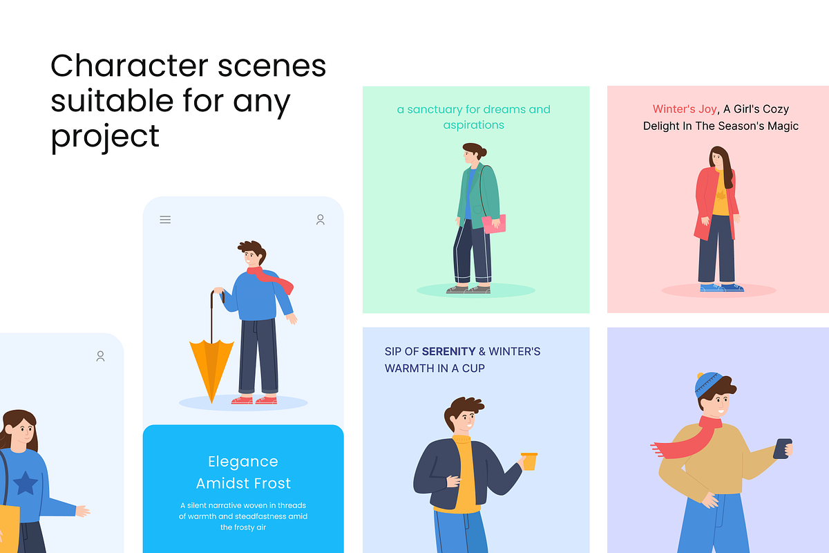 Winter Character Set, a Duotone Icon by Brickclay (Photo 4 of 5)