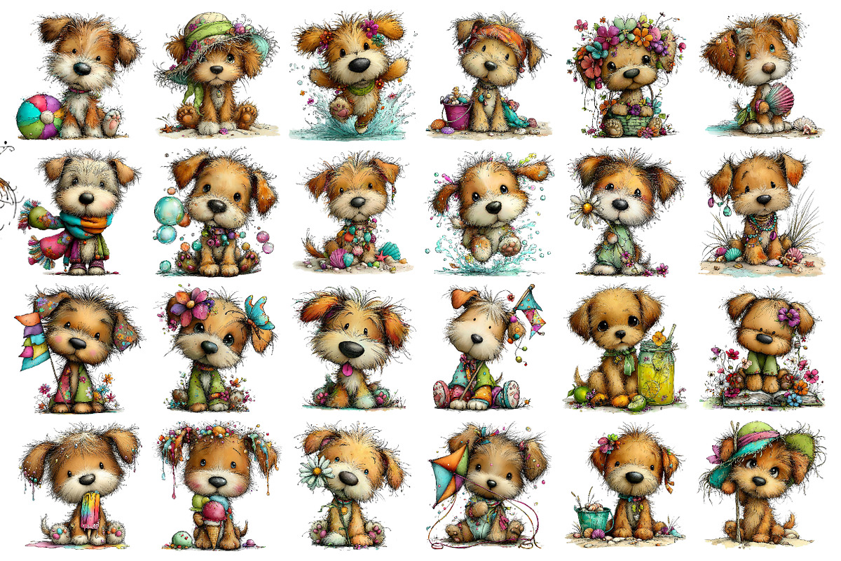 Golden Puppy Clipart Set, a Seasonal Illustration by Daily.Designs (Photo 2 of 4)