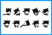 Set of Cute Black Cat Illustrations, an Illustration by ArtVarStudio (Thumbnail 2 of 3)