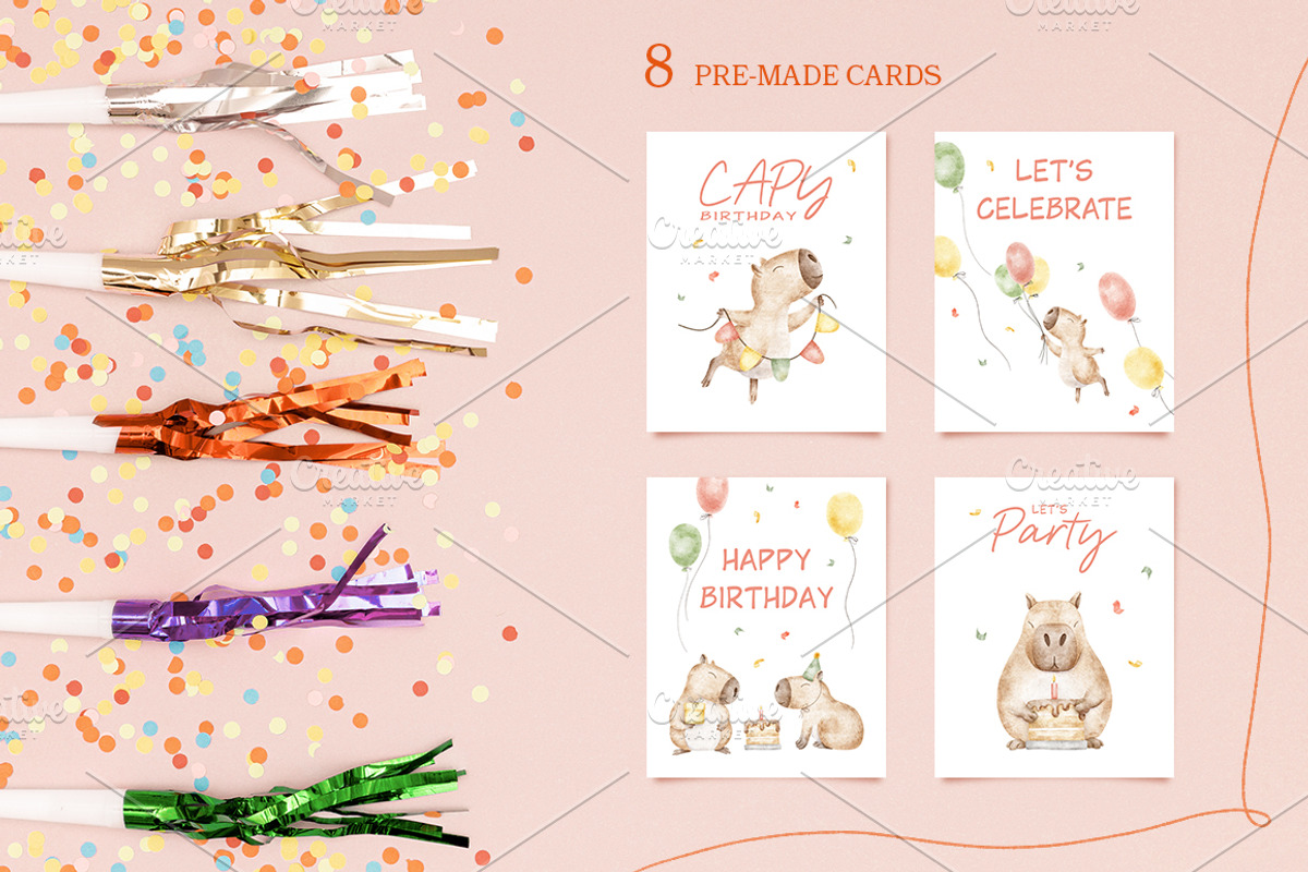 Capybara watercolor illustrations, an Animal Illustration by Fedulova Art (Photo 3 of 13)
