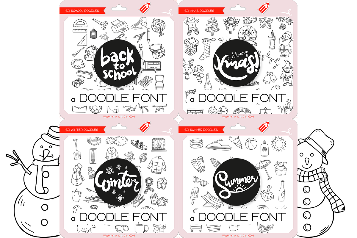 The Doodle Fonts Bundle, a Symbol Font by WADLEN (Photo 2 of 12)
