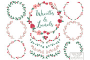 Rose Garden Vector Flower Wreaths, an Illustration by Amanda Ilkov (Thumbnail 1 of 3)