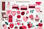 Valentine clipart and pattern bundle, an Illustration by Gaynor Carradice Designs (Thumbnail 2 of 3)