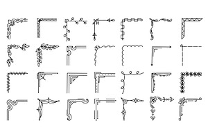 Doodle line corners. Frames corner, an Illustration by Valerie Bodnar