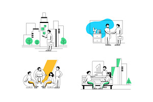 Business Teamwork Illustration Set