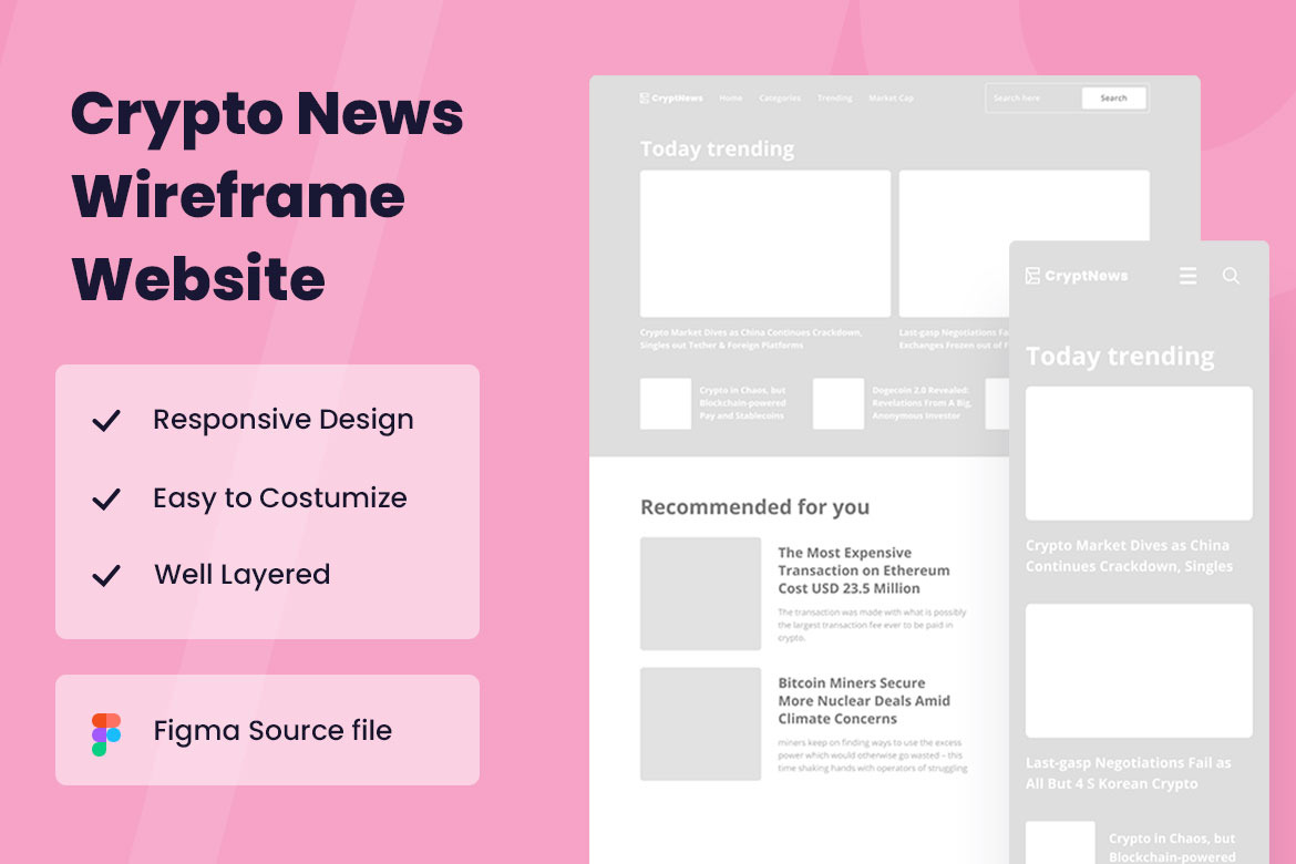 Crypto News Wireframe Website by Inspr Std | Creative Market