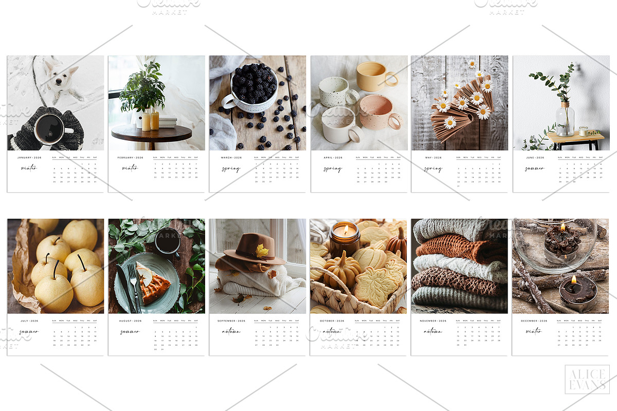 Minimalistic Calendar for 2026, a Stationery Template by Alice_Evans (Photo 5 of 5)