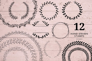 Procreate Hand Drawn Wreath Stamps