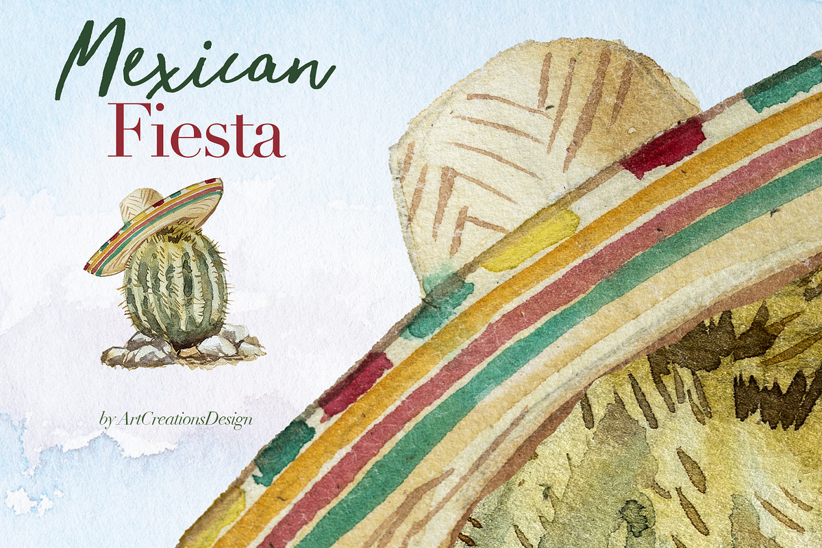 Hand Painted Mexican Fiesta Clipart, a Food Illustration by ArtCreationsDesign (Photo 7 of 10)