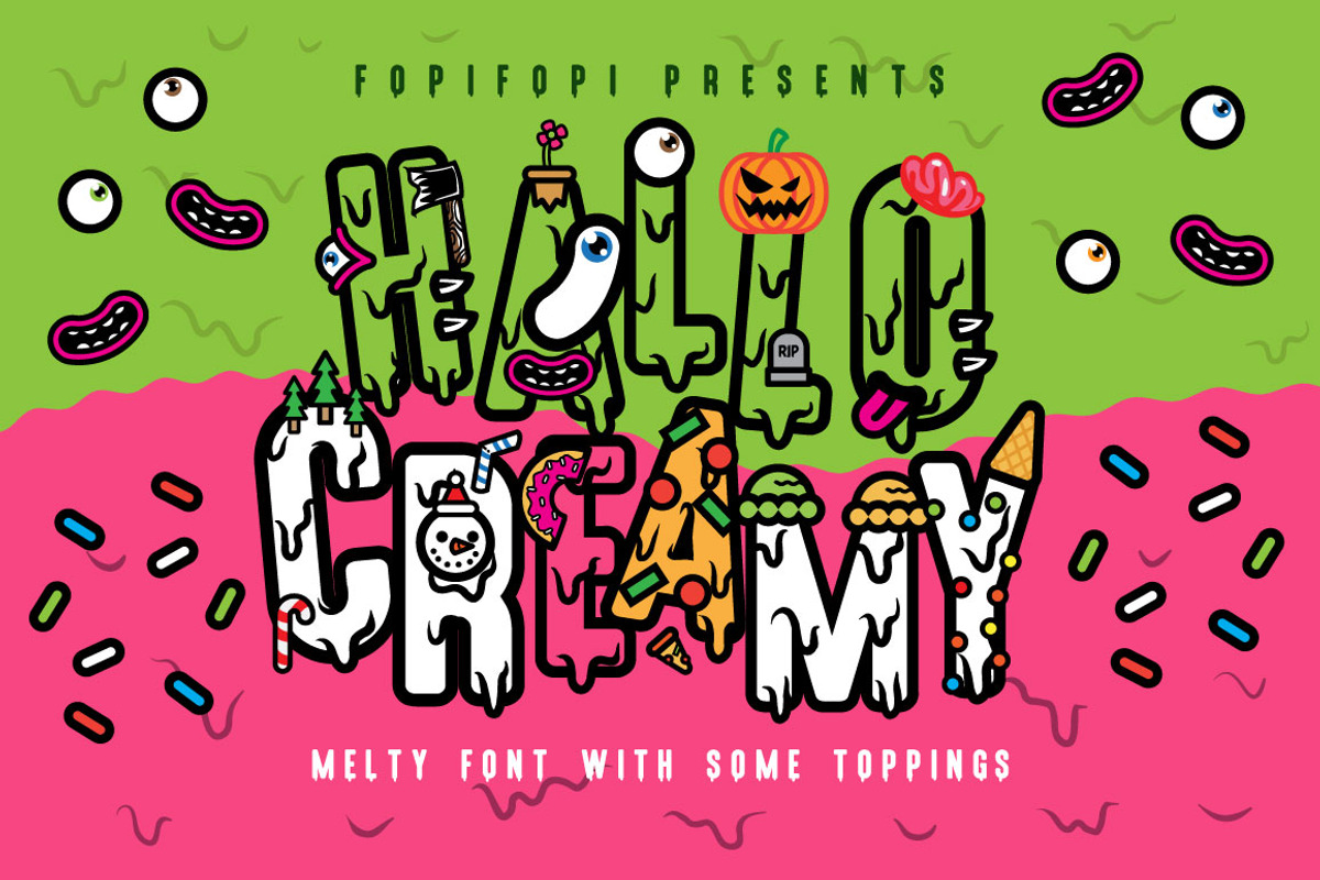 Sale ! Hello Creamy Font + Toppings