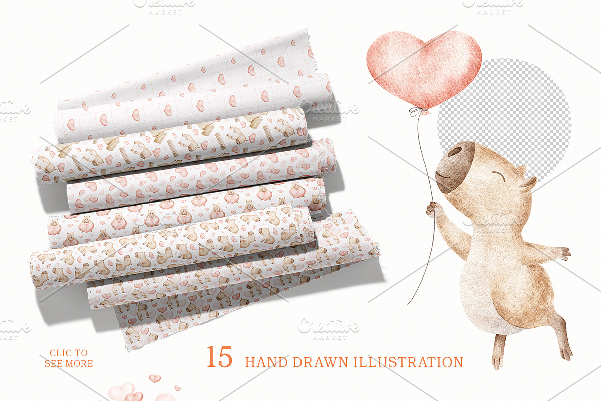 Valentine's Capybara illustration, an Illustration by Fedulova Art (Photo 4 of 9)