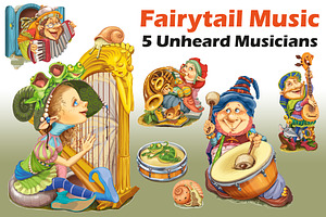 Five magical elves musicians.