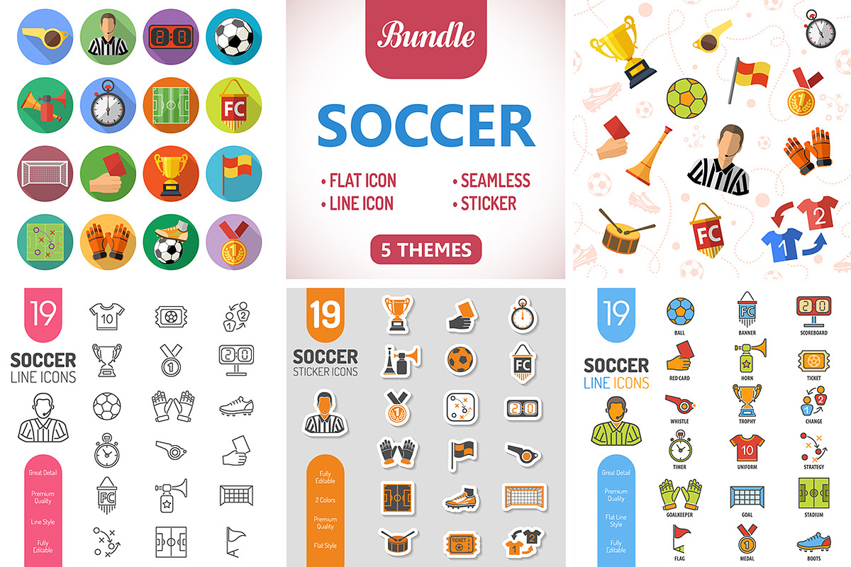 Soccer Icon Set, an Outline Icon by TAlex (Photo 1 of 6)