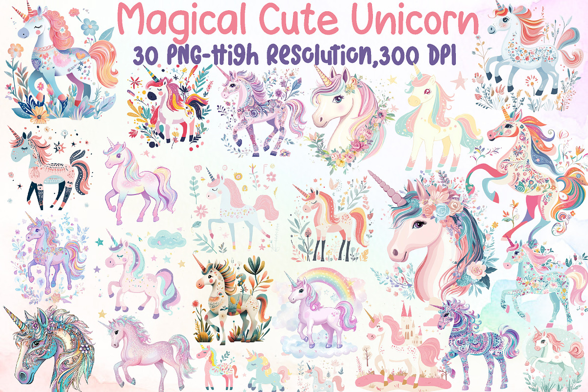 Magical Kingdom Pastel Cute Unicorn, an Illustration by Sublimation Artist (Photo 1 of 6)
