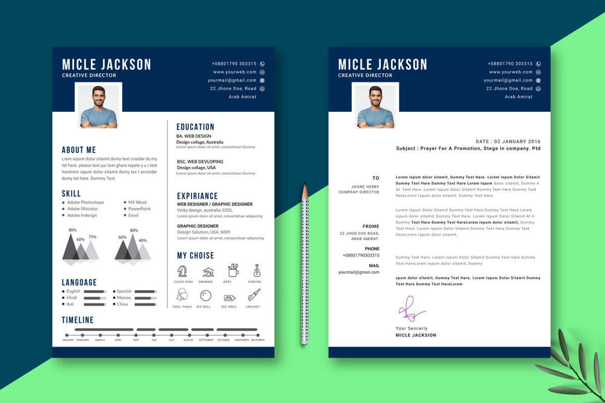 Modern Resume Design Template, a Resume Template by BrandlyTemplate