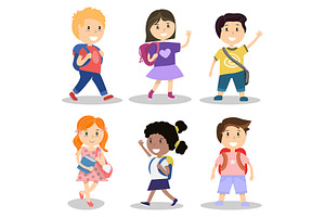 Set of school children, an Education Illustration by Maksimkostenko