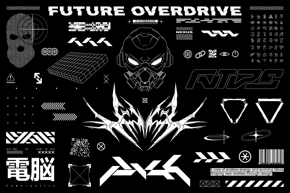 Cyberpunk Tech HUD Vector Pack, an Object Graphic by SergeyBitos (Photo 6 of 6)