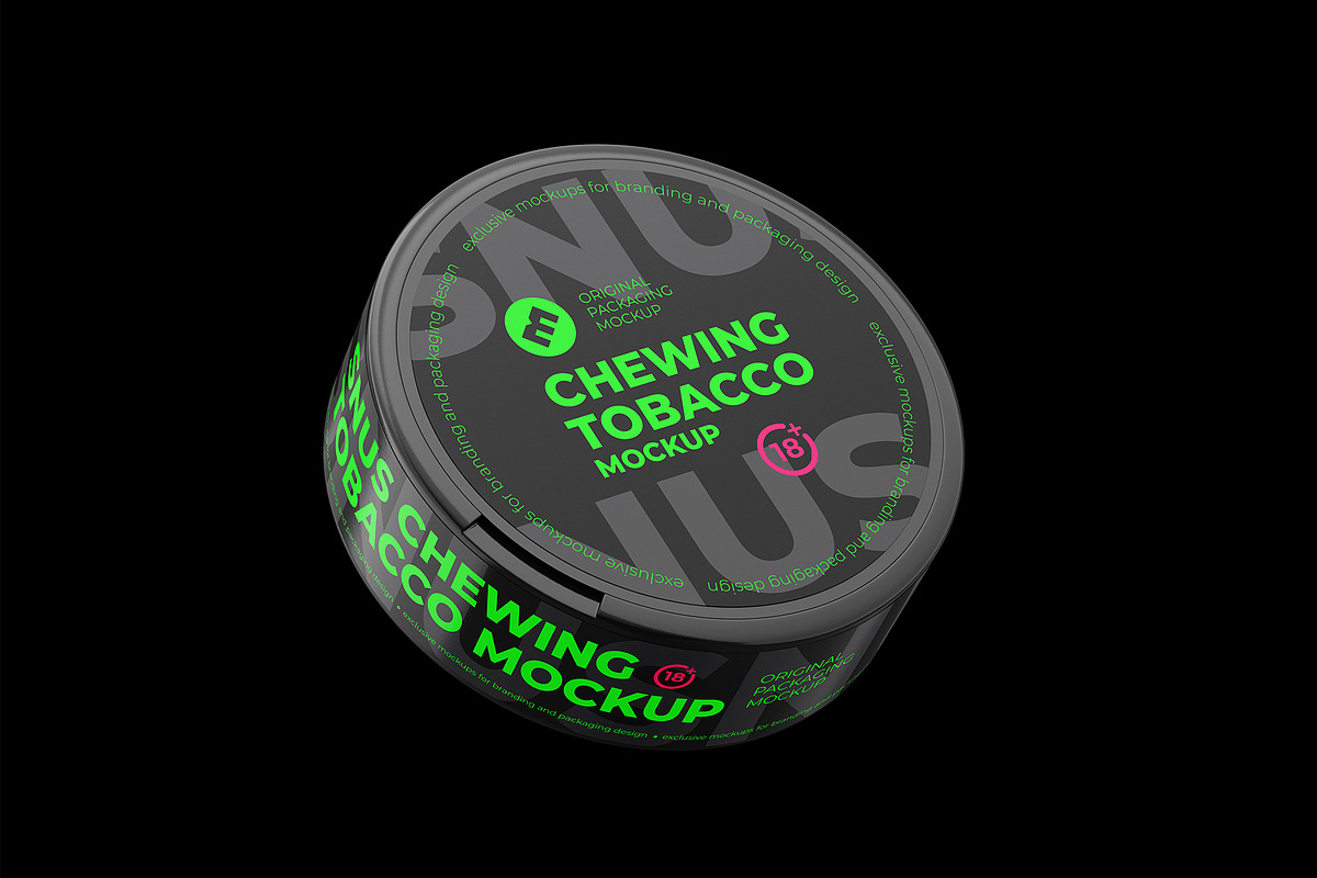 Snus Chewing Tobacco one lock 4 PSD, a Packaging Mockup by easymock 2 (Photo 15 of 15)