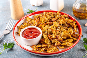 Air Fried Pasta Chips with Ketchup Sauce, a Food & Drink Photo by Rimma