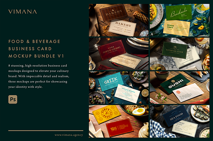 Restaurant Business Card Mockups V1