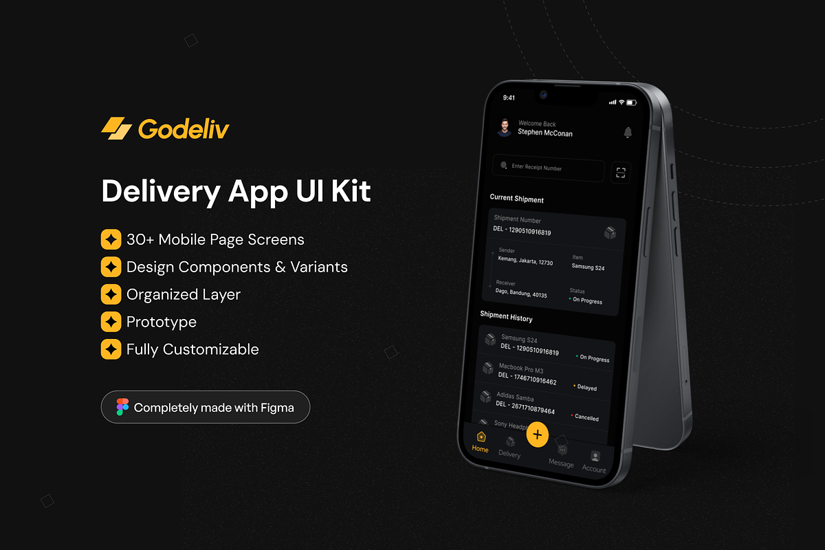 Godeliv - Delivery App UI Kit, an UI Kit Template by restiyathena (Photo 1 of 6)