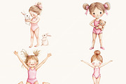 Watercolor Cute Gymnastic Clipart, a Person Illustration by SparkyDesignsUS (Thumbnail 7 of 9)