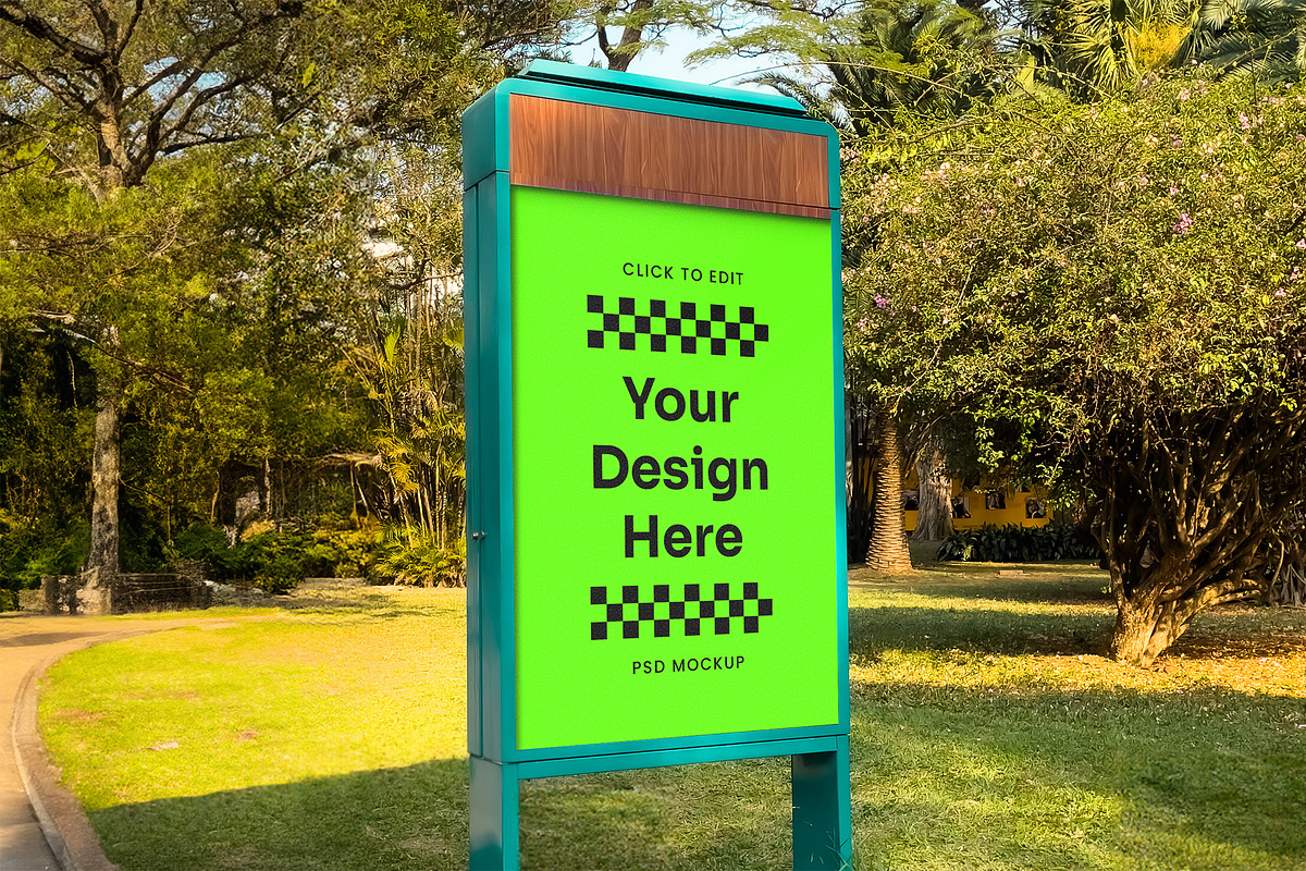 Digital Poster Mockup in Public Park, an Advertising Mockup by rodrigofkaminski (Photo 1 of 4)