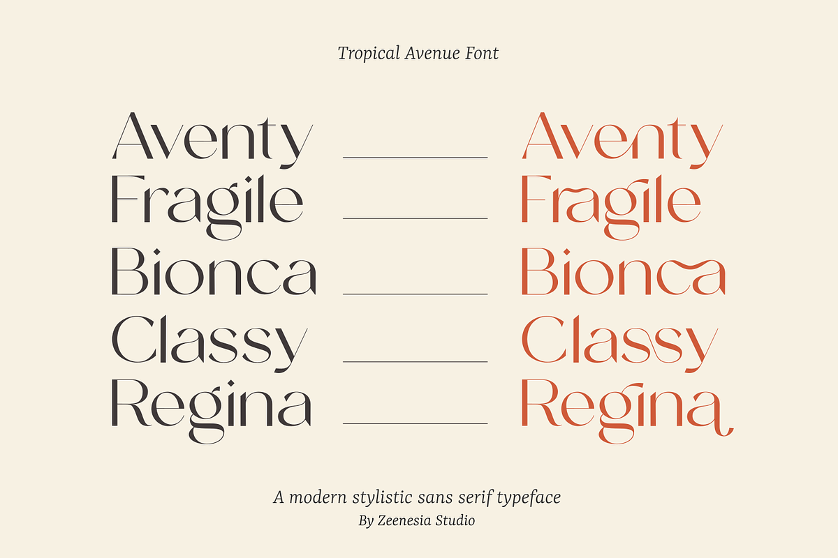 Tropical Avenue, a Sans Serif Font by zeenesia (Photo 4 of 18)