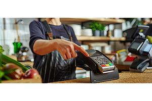 Barista Processing Payment on Card, a Technology Photo by piter.goskov