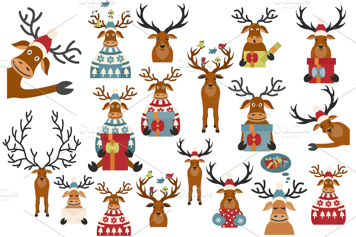 Cute reindeers Christmas collection, an Animal Illustration by pet design shop (Photo 2 of 3)