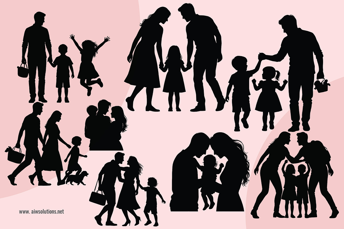 Family Silhouette SVG Bundle, an Object Graphic by AIW SOLUTIONS (Photo 2 of 4)