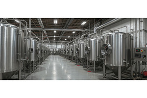 Modern brewery interior with large, an Illustration by tilialucida