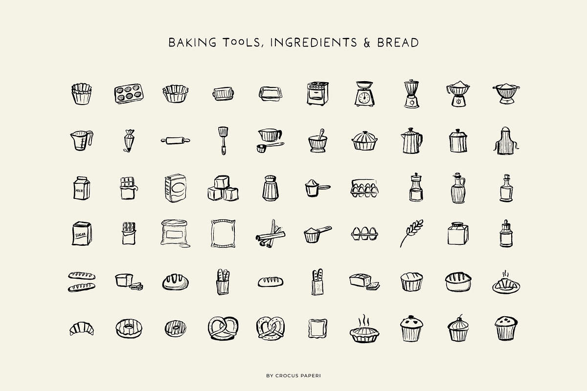 BAKERY line art illustrations, a Food Illustration by Crocus Paperi (Photo 5 of 7)