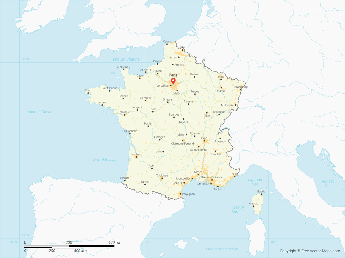 Map of France, an Illustration by Vector Maps