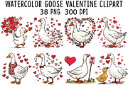 Watercolor Goose Valentine Clipart, an Illustration by CraftArtStudio (Thumbnail 1 of 6)