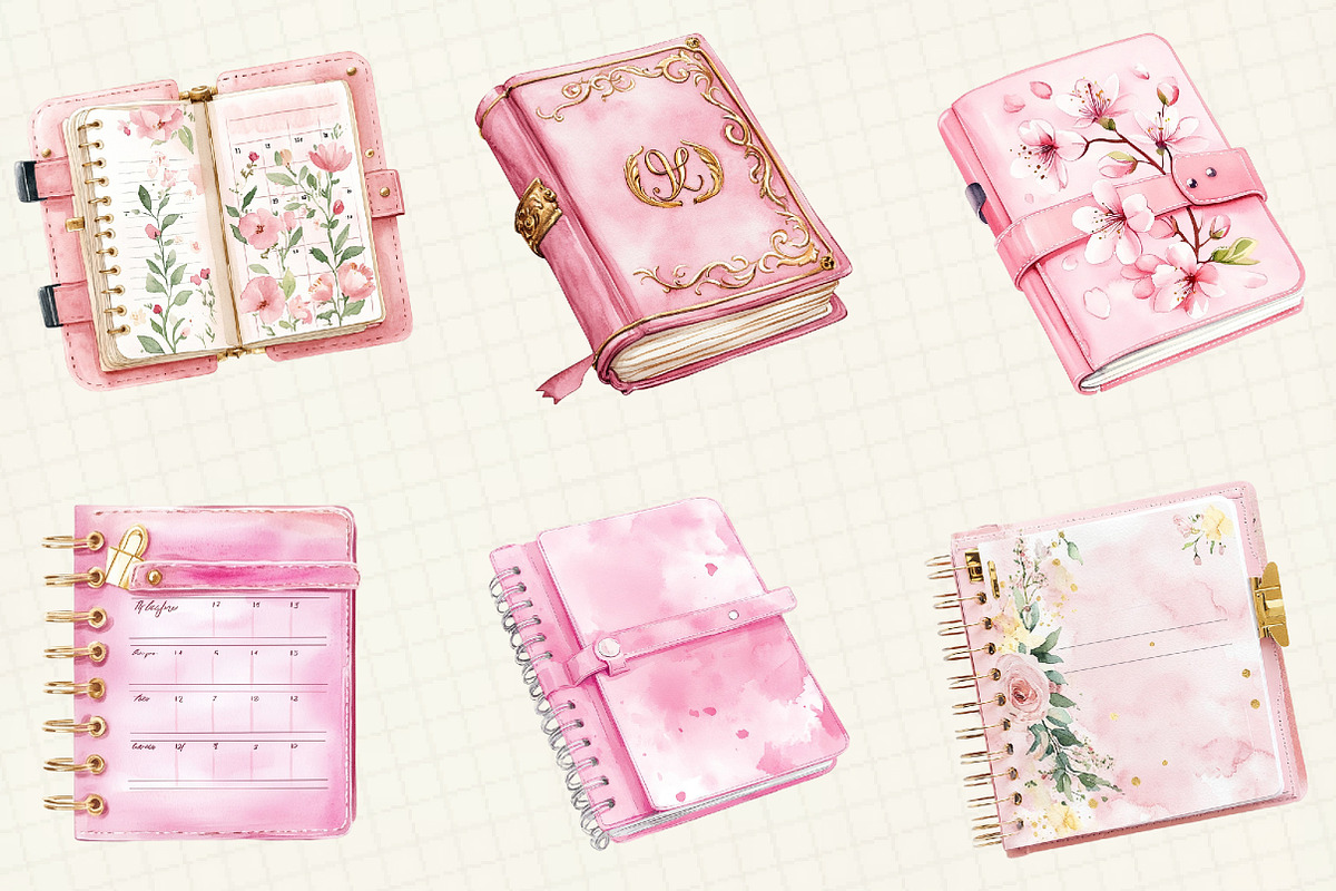 Pretty Pink Planner Clipart, an Illustration by OK Design (Photo 5 of 5)