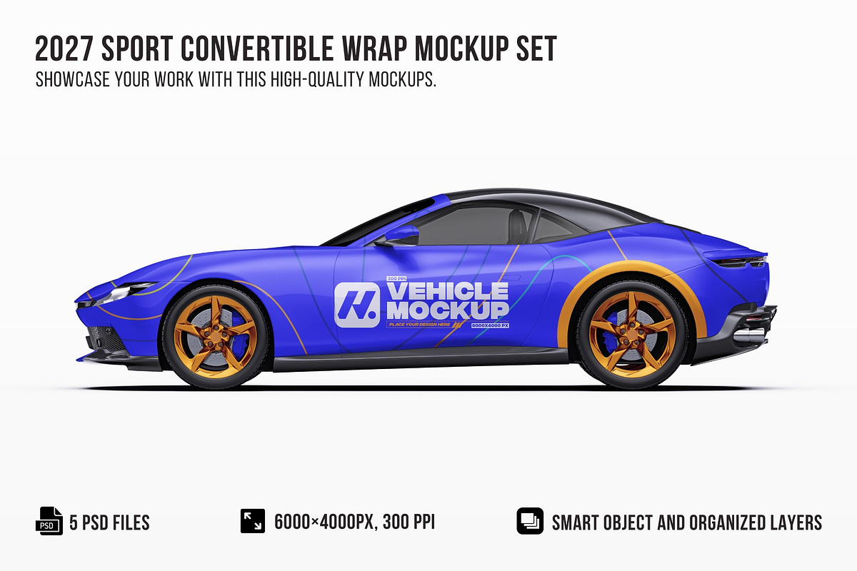 2027 Sport Convertible Mockup Set, an Advertising Mockup by Halal Graphic Studio (Photo 1 of 12)