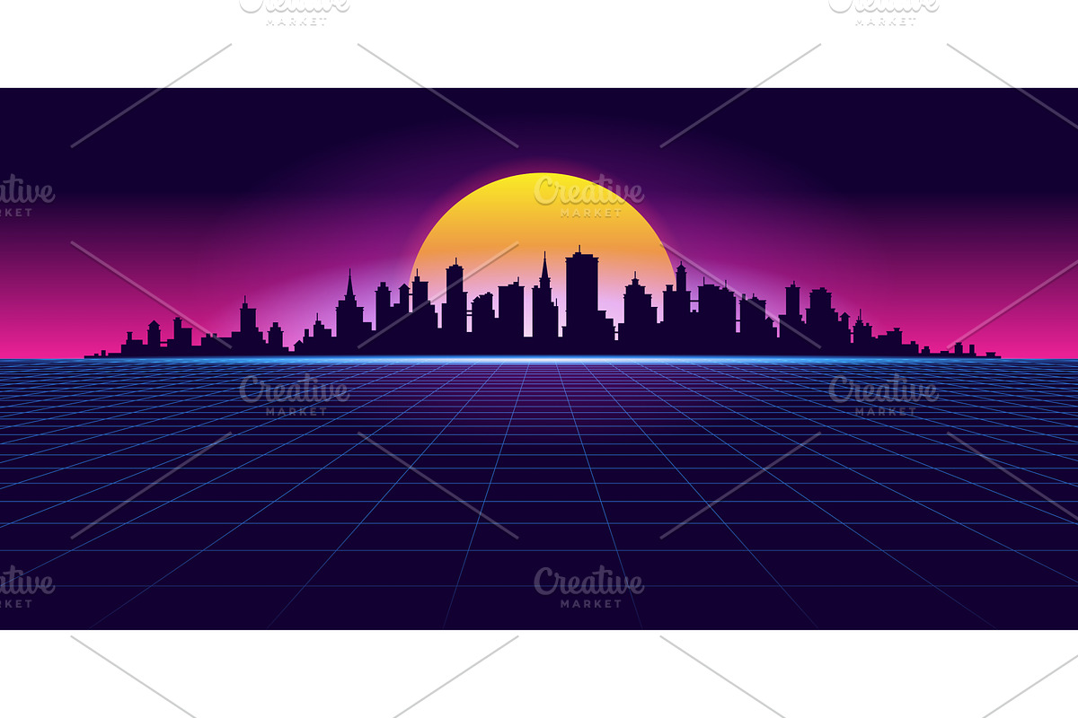 Synthwave Neon Background with Night, a Texture Graphic by in8finity