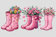 Pink Boots with Summer Flowers PNG, an Illustration by Sublimation Artist (Thumbnail 2 of 6)
