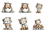 whimsical easter cats clipart, an Illustration by CreationArt (Thumbnail 2 of 6)