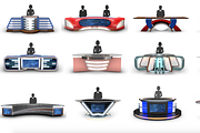 TV Studio Desk Collection (12 PCS), a Furniture 3D Model by akerStudio (Thumbnail 1 of 153)