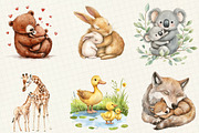 Cute Mama and Baby Animals Clipart, an Illustration by OK Design (Thumbnail 2 of 5)